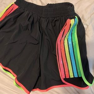 Queen Of Sparkles - Rainbow Stripe Active Shorts